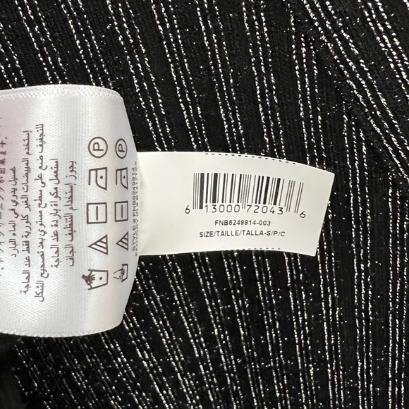 BCBG MAXAZRIA Silver on Black, Metallic lightweight knit Short Wrap Dress - Picture 10 of 14